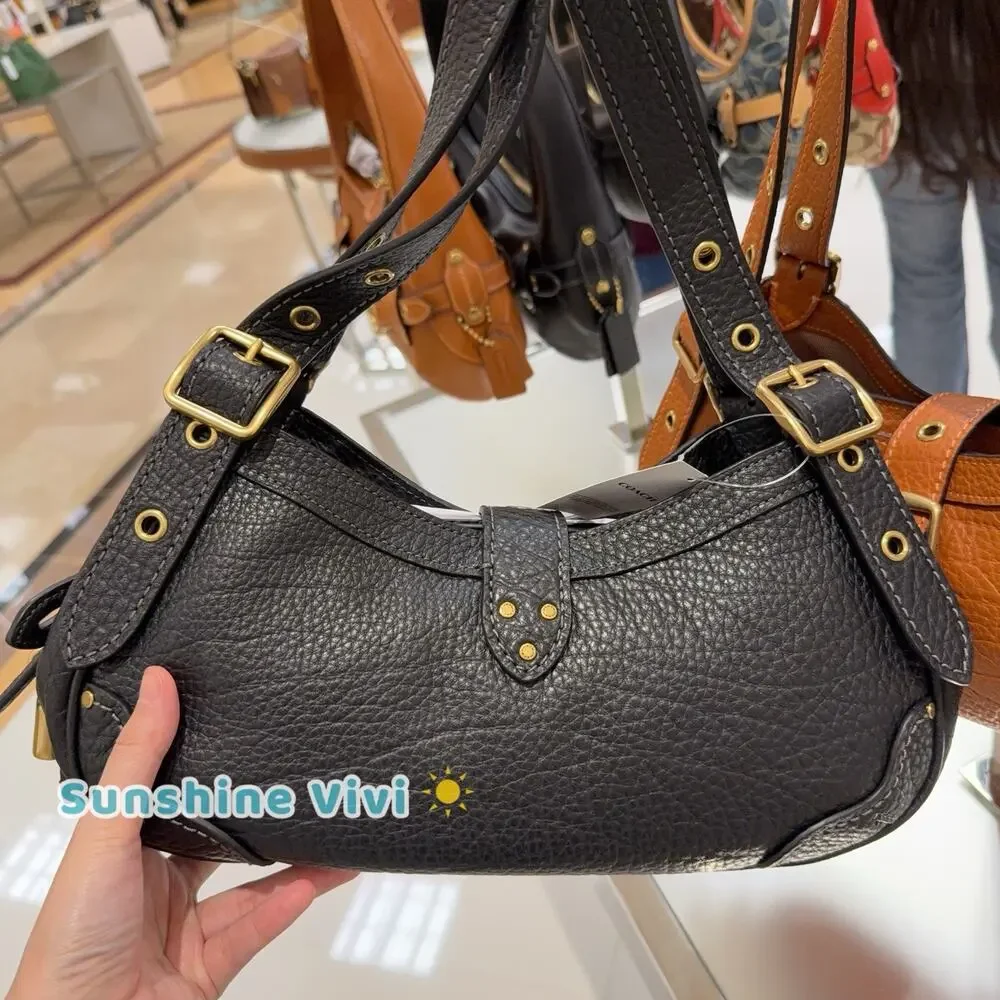 NWT Coach Drifter Shoulder Bag 31 CFM45 Brass Black Textured pebble leather